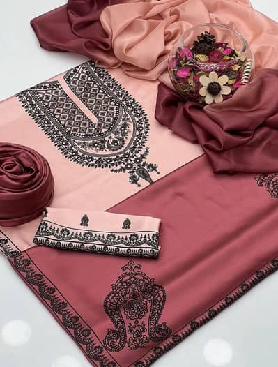 3pcs Woman 's unstitched suit printed