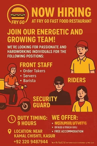 Resturant staff required