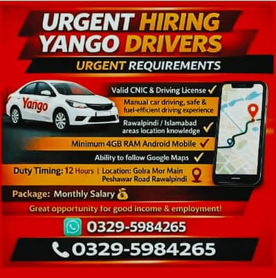 Need Drivers For Yango Work 45000