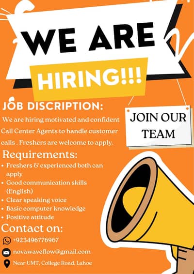 Hiring Call center Experts agents