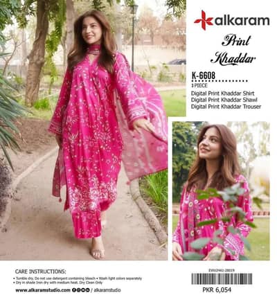 Unstitched Printed khaddar 3pcs