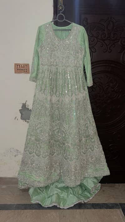 embroidered stone work bridal maxi