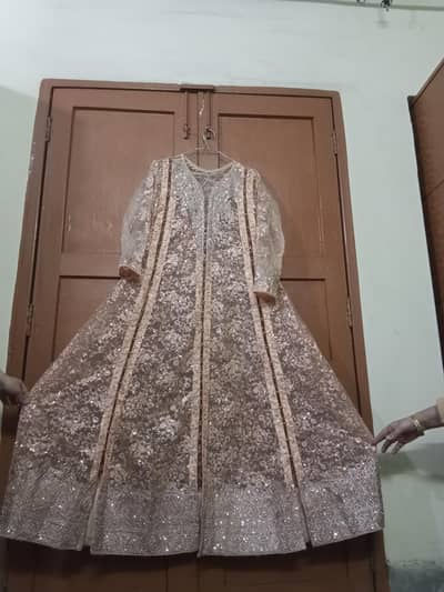 Luxury Heavy embroidered Formal Maxi dress- Tea pink ; Excellent condi