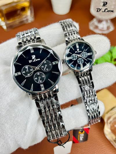 D’Lora Luxury Couple Watch Set – Rose Gold & Silver | Premium Look