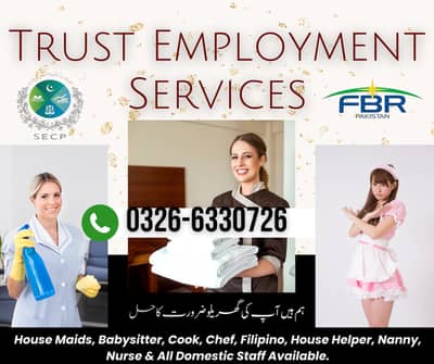 Maids / House Maids / cook / House chef / Baby Sitter maid available