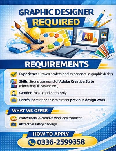 Graphic Designer Required || Graphic Designer Jobs || Male Jobs