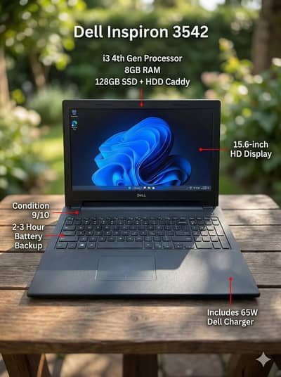 Dell Inpiron 3542 Laptop Buget Friendly i3 4th 8GB & 128GB SSD