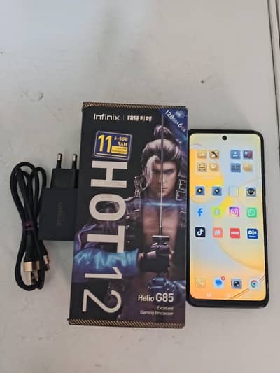 Infinix hot 12 with box and charger 6gb ram 128 gb storage 03010118477