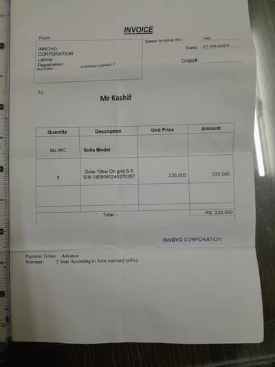 Solis Inverter 10 KW in working Good condition