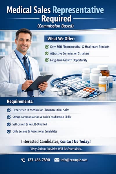 Medical Sales Representative Required (Commission Based)