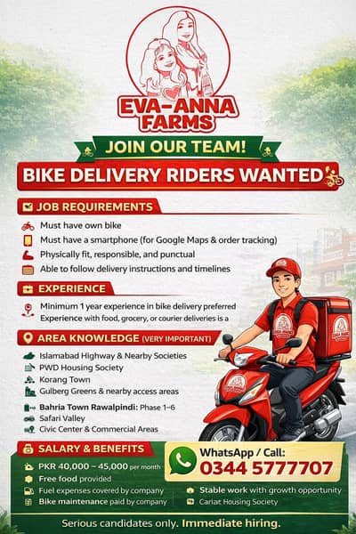 Delivery Riders Jobs || Rider Jobs | Experienced Rider Required Urgent