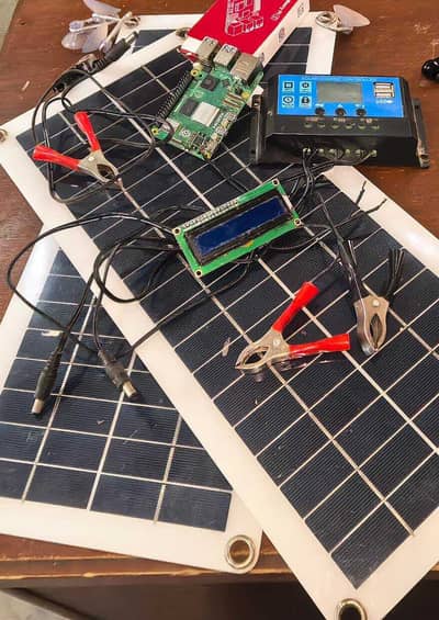 Raspberry Pi 5, Solar USB panels, solar controller LED display