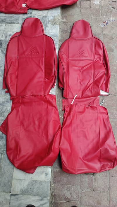 New Alto K Liye Compelet Poshish Front nd Back Seats Cover's Red Antiq