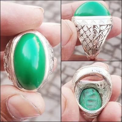Natural Hussaini Feroza Stone Faisalabadi Design 925 Havy Chandi Ring