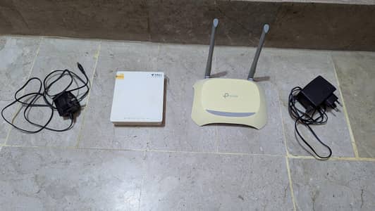 Tp link router with adapter & box and Onu device with adapter
