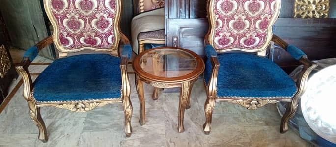 Room elegant chairs with table good quality wood with antique polish