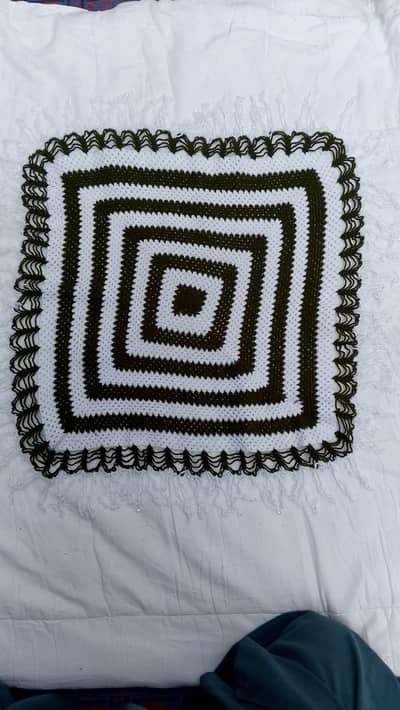 Handmade Crochet Decorative Mat – Red & White with Beaded Edges