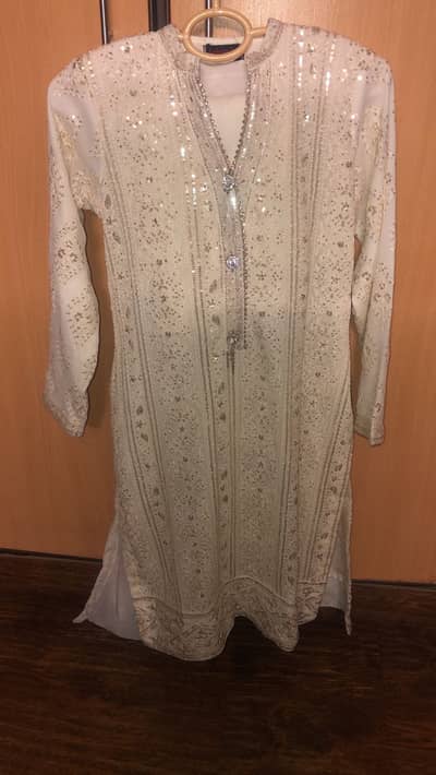 White eastern wear 3 piece with gharara and dupatta