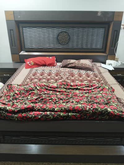 Bed with two side tables