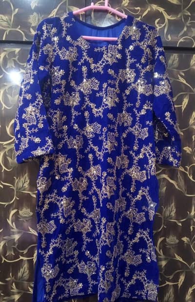 velvet embroidery 3 piece suit stitched