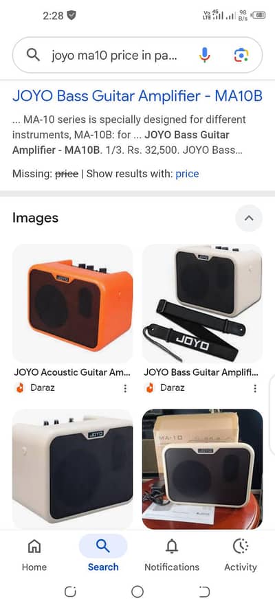 Joyo bass guitar ma10b. cream colour. dabba pack. 03346869708