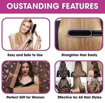 Hair straightener brush