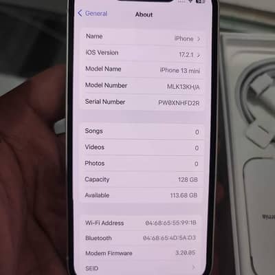 iPhone 13 mini ram 128 GB PTA approved my WhatsApp numer 0308=3636=156
