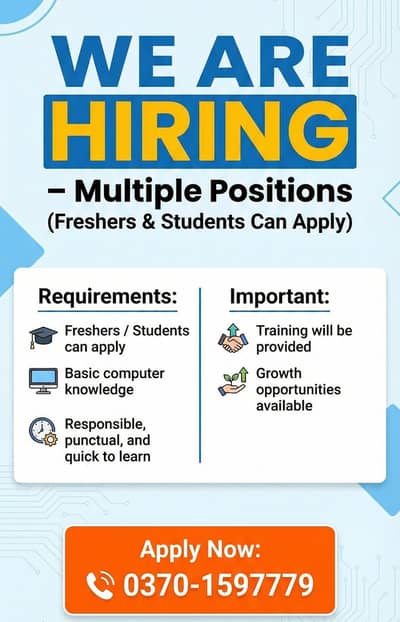 Jobs For Fresher || Students || Urgent Hiring || Male & Female Jobs