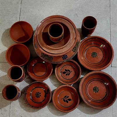 Clay Pots [Mitti k bartan] 13 item set complete.