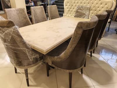 8 chairs wooden dining table with storage box