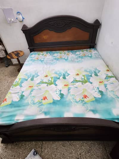 king bed for sale | Wooden bed | Full size Bed with one side table