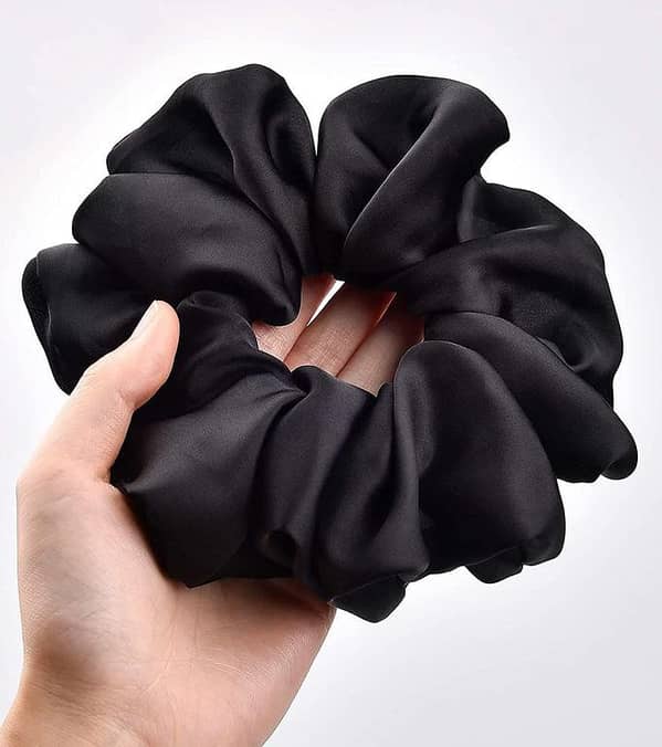 High-Quality Black Silk Hair Scrunchies for Women and Girls - Available in Packs of 1 to 10