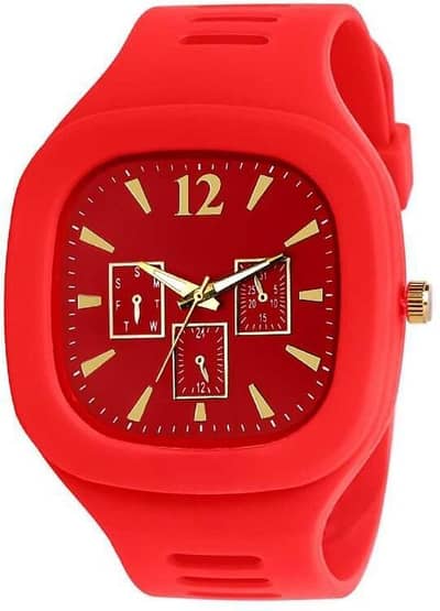 Men's Silicon Analoge Fashionable Watch, Red .  40% off
