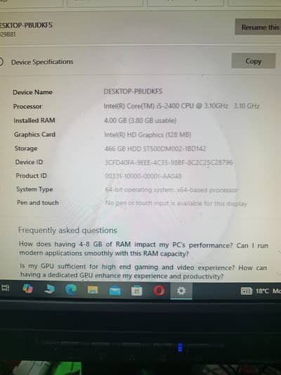 Good condition pc with monitor