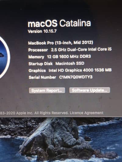 Apple MacBook pro2012  13 inch Intel i5 12 GB ram 250 GB SSD