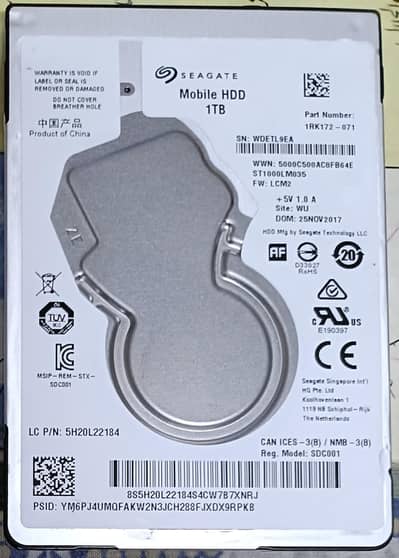 1 TB SEAGATE LAPTOP SATA HARDISK
