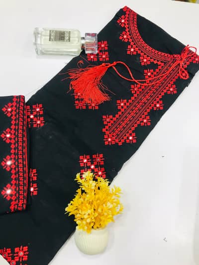 women Unstitched suits,Embroidered cotton suits, women 2pcs suits,