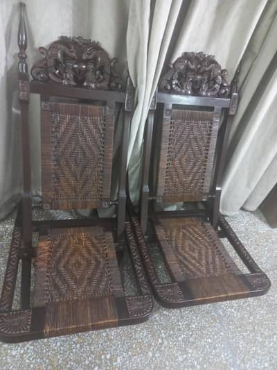 2 wooden chairs