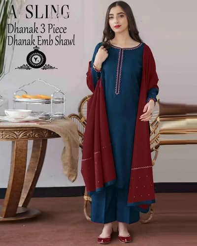 3 pcs unstitched  Embrioderd suit