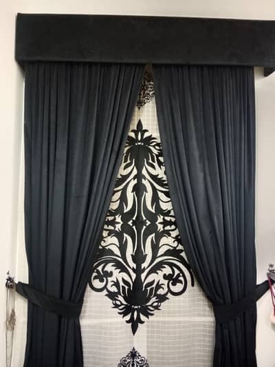 Stylish design black curtains in velvet