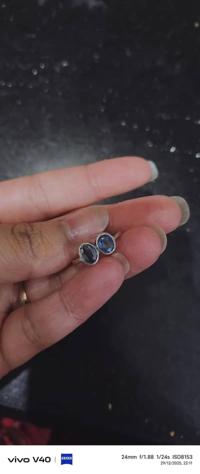 real silver ring with original neelam stone