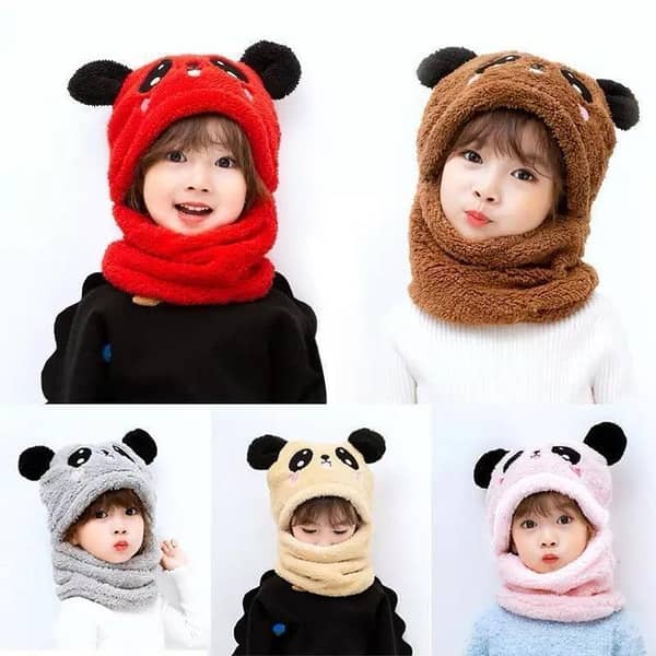 2 Pcs Kids Bear Winter Cap Baby Stuff Winter hat Plus Fleece Kids Caps 2 Pcs  Kids Bear Winter Cap  Baby Stuff Winter hat Plus Fleece Kids Caps