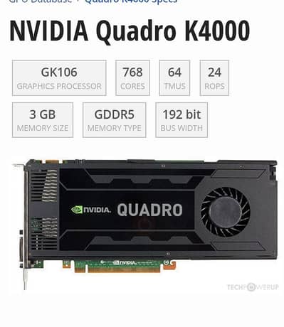 graphes card 3gb Nvidia Quadro k 4000 192bit ddr5