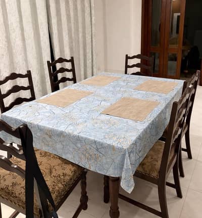 Vintage dining table set 6 seater with dining chairs