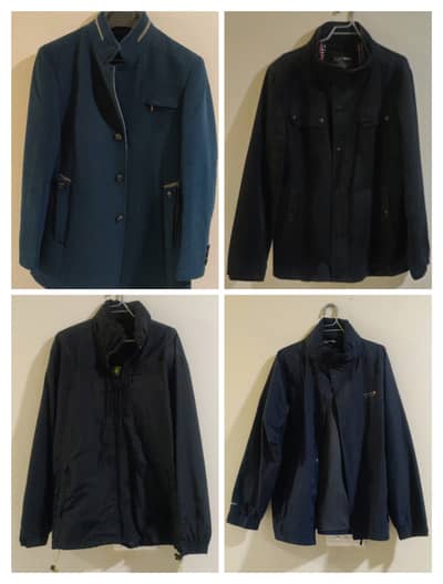 Men's Woolen, Cotton & Polyester Jackets with free Sweater & Muffler.