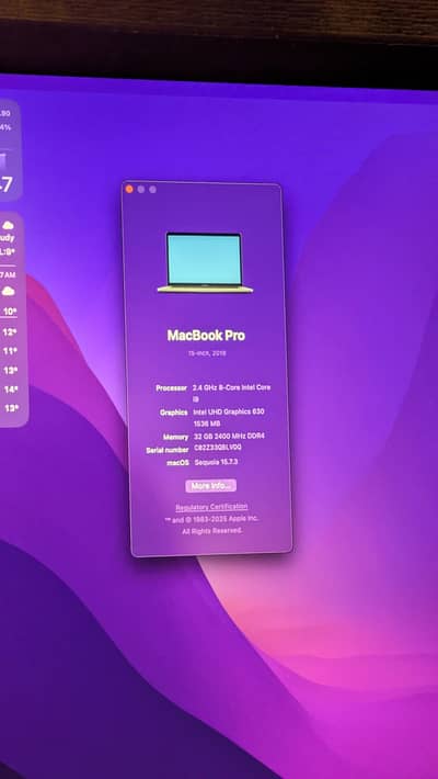MacBook pro  15inch , 2019