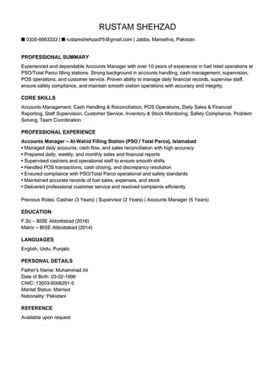 Petrol pump Manager/ cashier