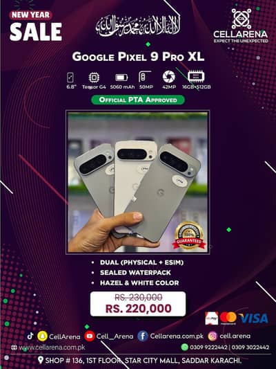 New Year Sale Google Pixel 9 Pro XL 512GB Official PTA CELLARENA