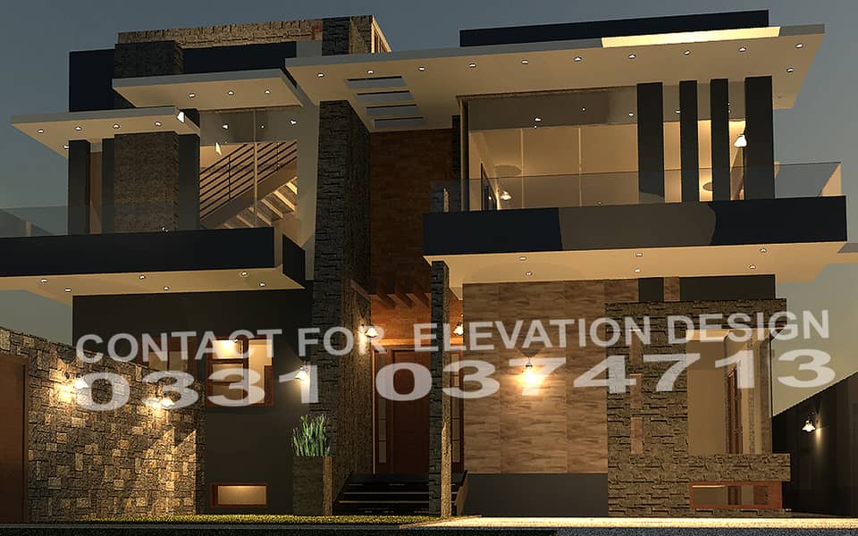 FRONT ELEVATION VIEW & LAYOUT PLAN 9