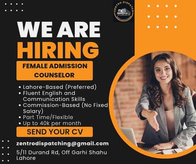 Female Admission Counselor (Work From Home – Commission Based)